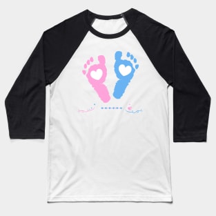 Twin baby girl and boy feet prints arrival Baseball T-Shirt